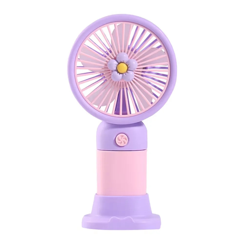 Handheld Small Fan Summer Mini USB Charging 1st Gear Fan with Lazy Stand Handheld Desktop Portable Silent Student 1PC Oasis Select Purple