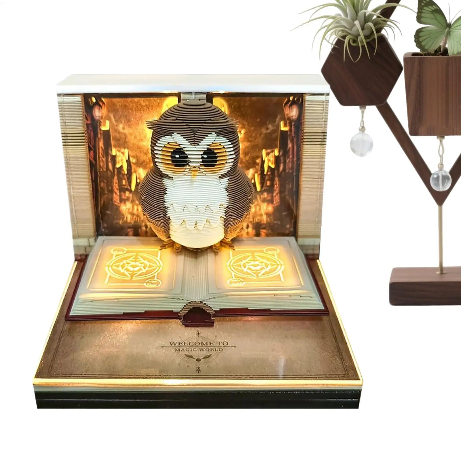 3D Tear Away Mini Desk Calendar 2026 3D Time Piece Calendar Owl-Shaped Tear Away Carving Time Piece Notepad for Christmas Decora Oasis Select