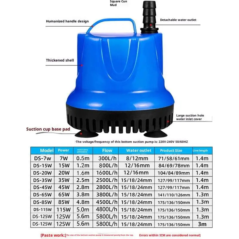 60HZ Submersible Aquarium Water Pump for Fish Tank Hydroponic Pond Powerhead Fountain Cycle Filter - Aquarium Equipment Oasis Select