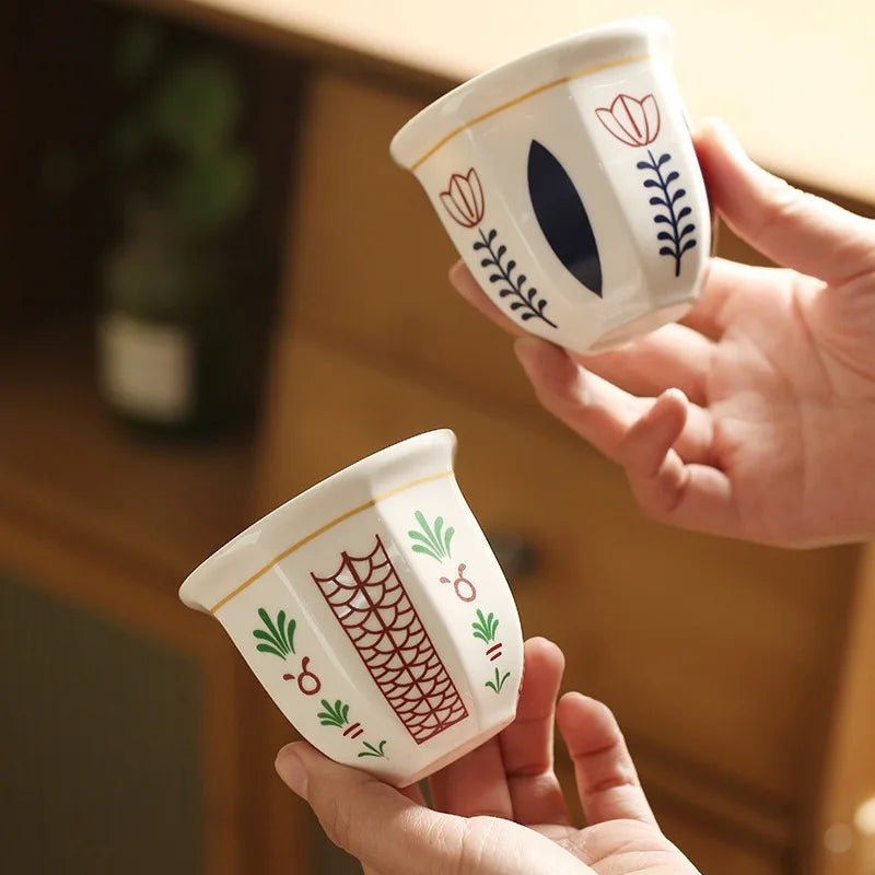 180ml/250ml Coffee Cup Hand Held Espresso Cup Vintage Middle Eastern Ceramics Candle Porcelain for Household New Pottery Tea Cup Oasis Select