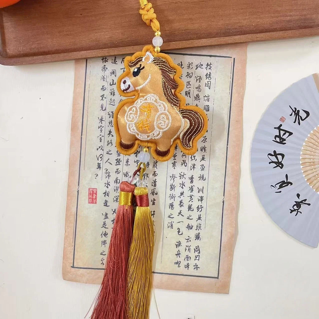 Elegant Chinese Zodiac Horse Pendant: Lucky Tassel Car Decoration, Ideal Gift and Home Ornament for Spring Festival Oasis Select A7