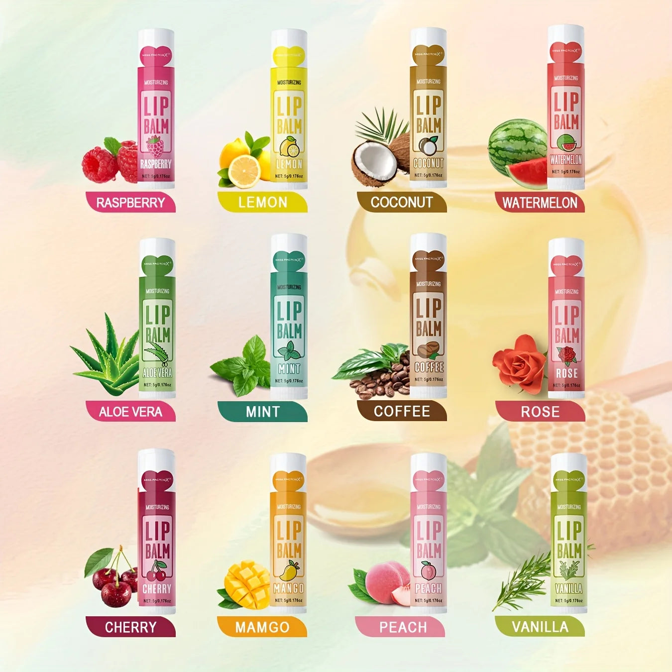 12 PCS/gift lip balm set 5g Deep Moisturizing and long-lasting moisturizing exfoliating to create hydrated lips Oasis Select