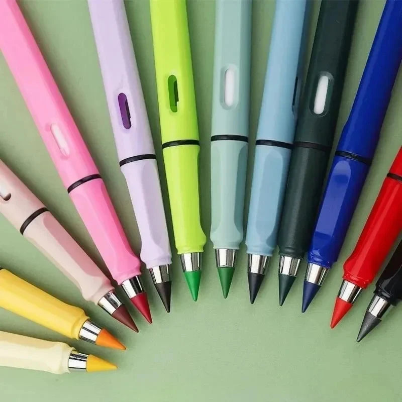 1/2set Kawaii 12 Colors Eternal Pencil No Ink Unlimited Pencils School Kids Art Painting Color Sketch Writing Stationery Oasis Select