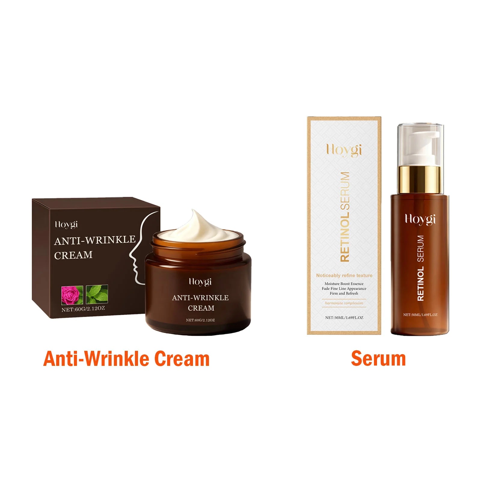 Retinol Skincare Set Anti-Wrinkle Cream Serum & Eye Balm for Moisturizing Firming Fade Fine Lines Brightening Face Eye Care Oasis Select Cream and Serum