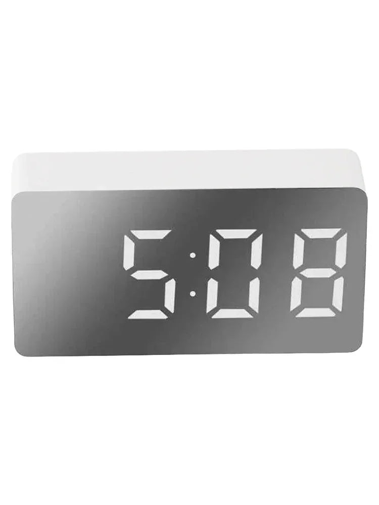 Bedroom And Office LED Mirror Clock Flexible Power Supply Clock Battery Operated Green Convenient Travel Clock Oasis Select