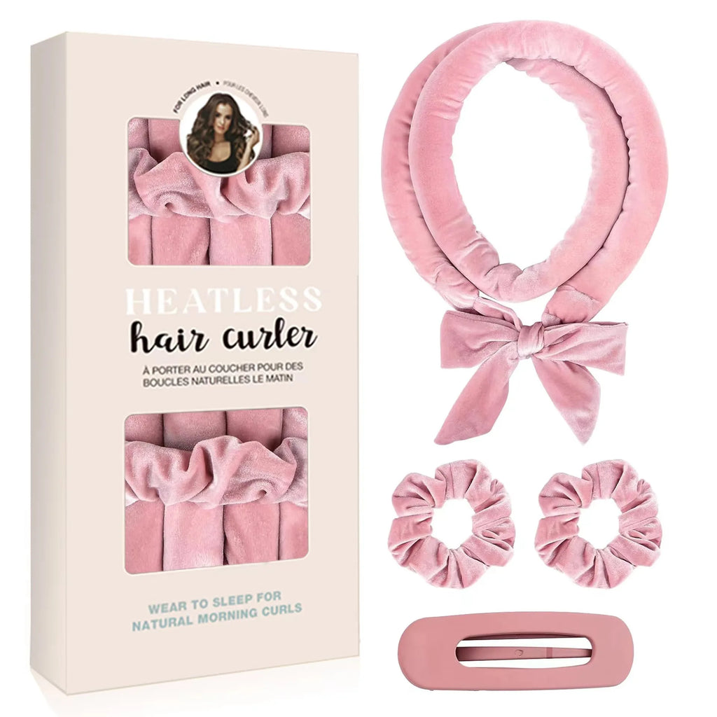Heatless Curling Rod Headband Soft Hair Curler No Heat Hair Rollers Curlers Lazy Sleeping Curls Curling Hairband Styling Tools Oasis Select pink