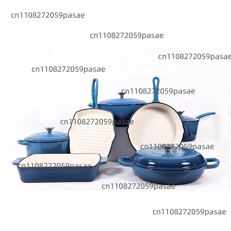 7-Piece Enameled Cast Iron Cookware Set – Skillet, Pot & Pan
