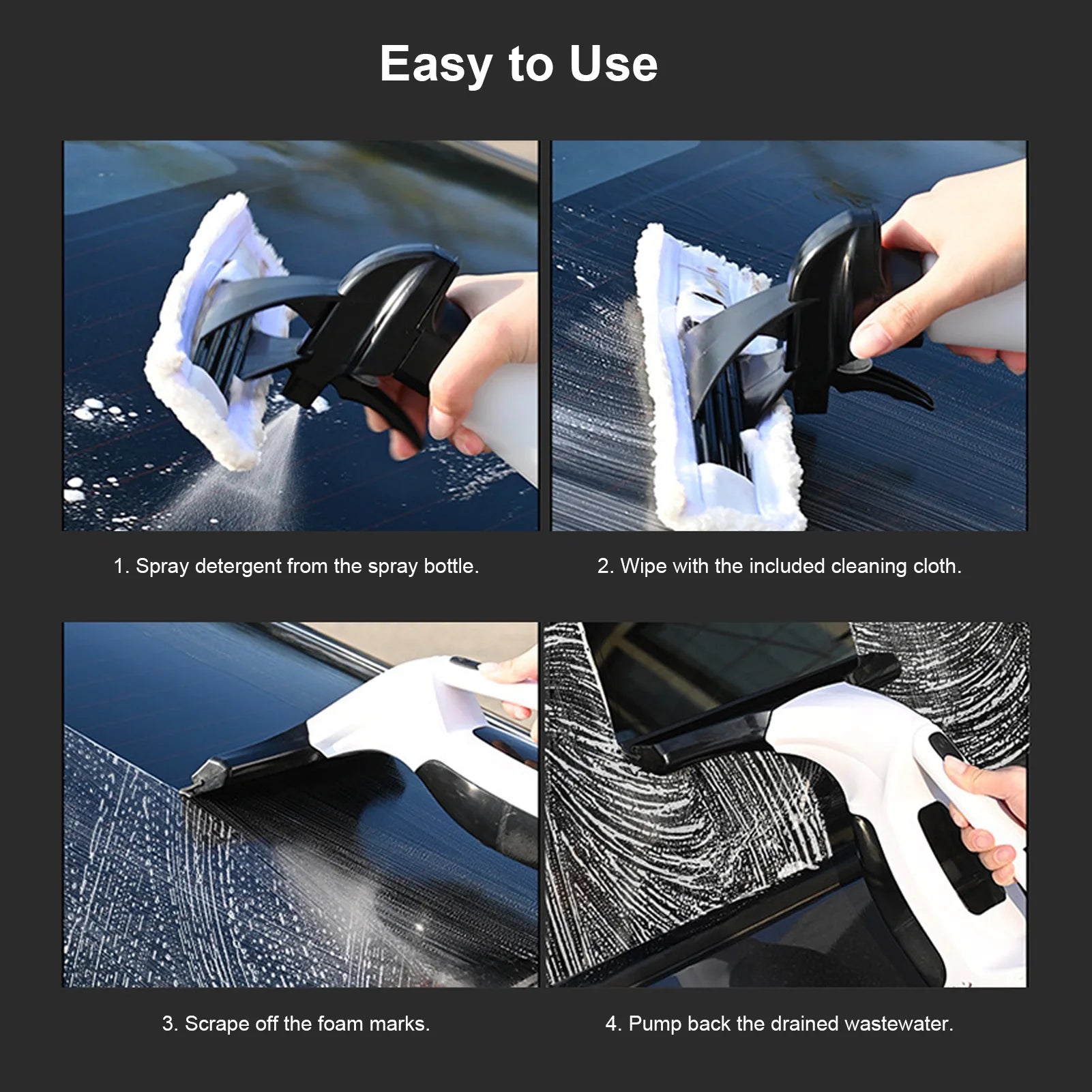 Window Vacuum Squeegee 2.0KPA Suction Multifunctional Glass Cleaner One-touch Spray Auto Dirty Water Collection Rubber Scraper Oasis Select