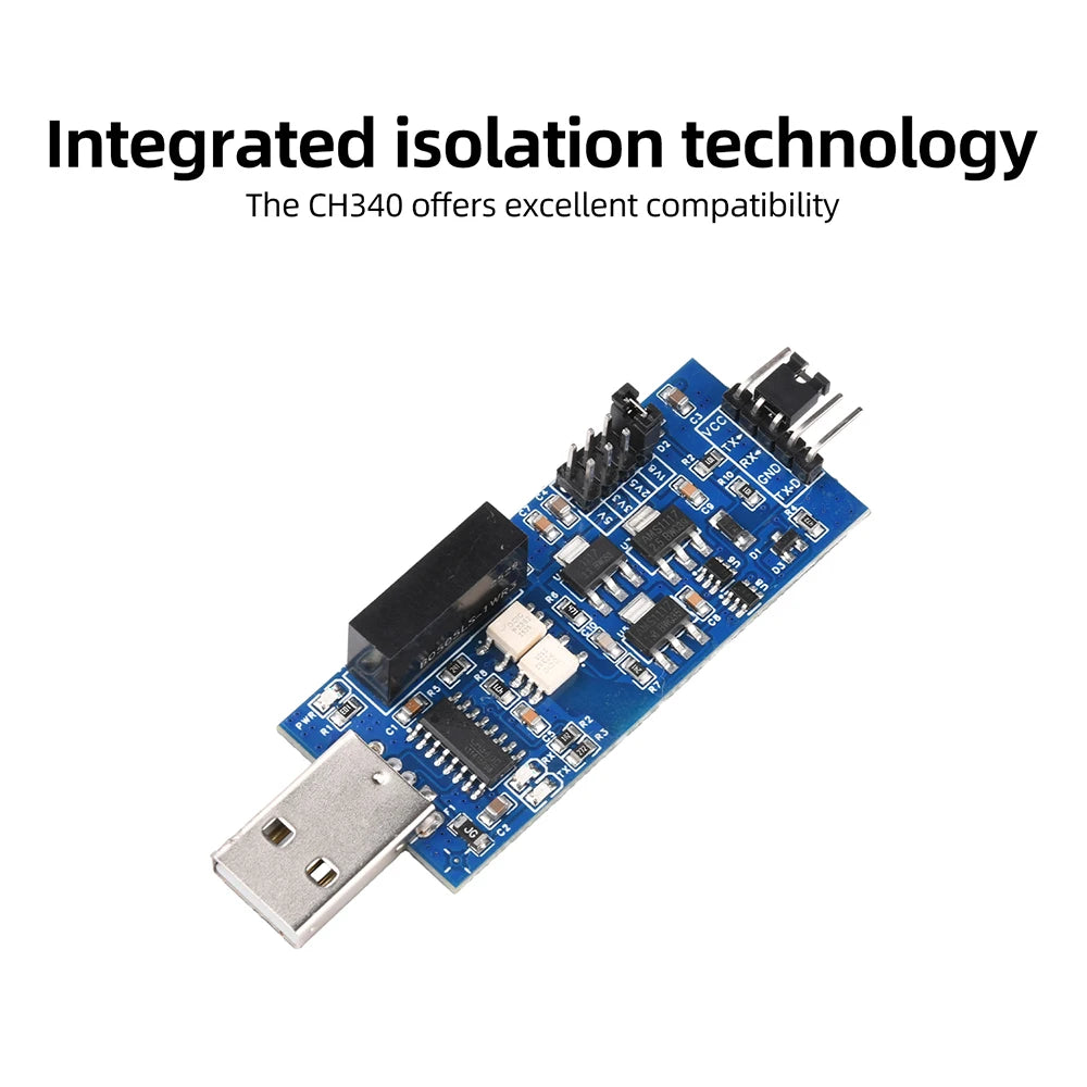 CH340 Opto-Isolated USB to TTL Serial Module 4-Level 5V/3.3V/2.5V/1.8V High Compatibility Stable Programming for Industrial Oasis Select
