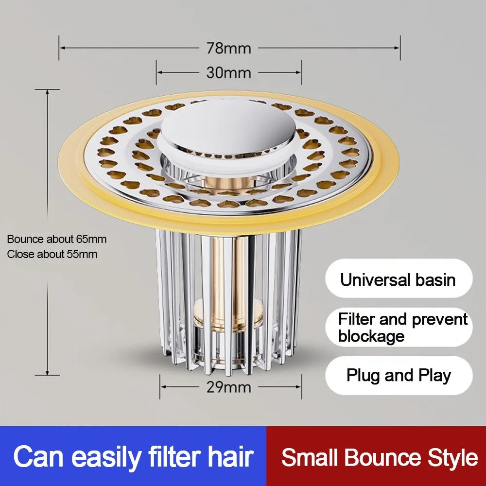 Plastic Floor Drain Filter Mesh Hair Trap Anti-clog Pop Up Drain Filter Multifunctional Sealing Cover Shower Leak Net Oasis Select Type1-yellow