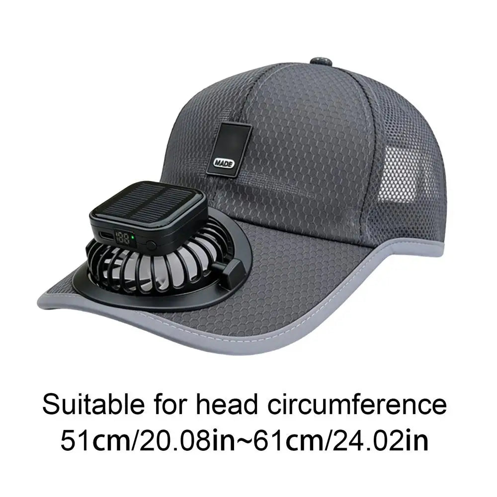 Summer Sunhat with Solar Fan Sun Block Baseball Hat with Solar Fan USB Charging Fan Outdoor Sunhats Sunscreen Sunshade Hats Oasis Select grey square