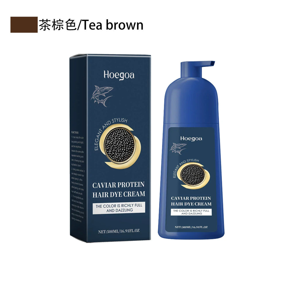 Caviar Protein Plant Hair Dye Shampoo Long Lasting Black Brown Repair Gray Hair Nourishing Permanent Hair Coloring Product 500ml Oasis Select Tea Brown