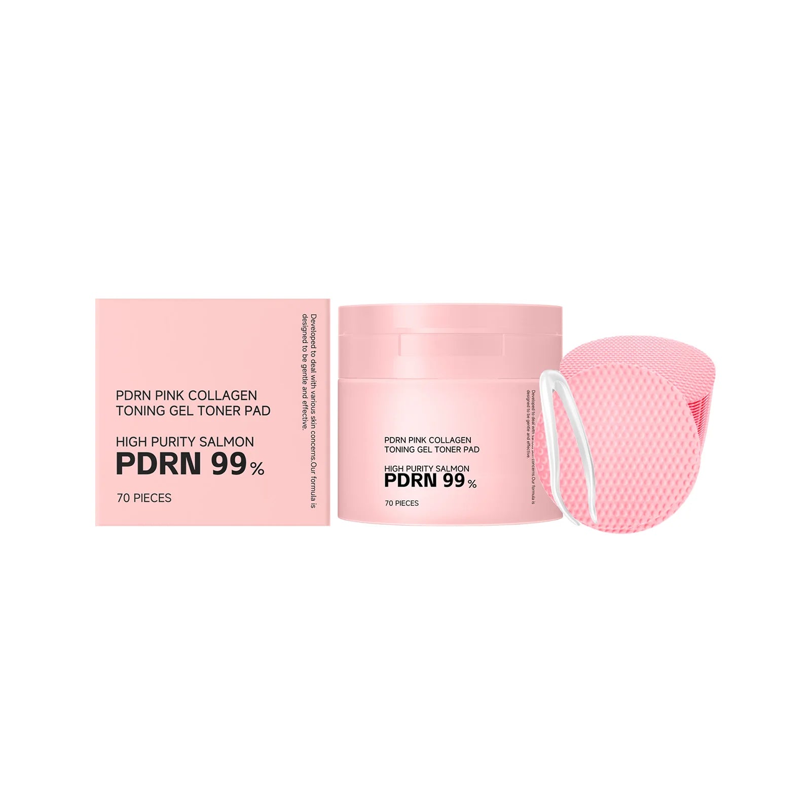PDRN Pink Collagen Toning Gel Toner Pad Hydrating Shrink Pores Brightening Improve Skin Elasticity Smoothing Firming Cotton Pads Oasis Select 70pcs boxed