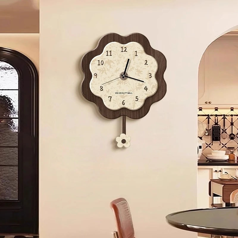 Middle Ancient Style Creative Art Wall Clock New High-end Feeling Living Room Dining Room Bedroom Home Wall Clock Oasis Select
