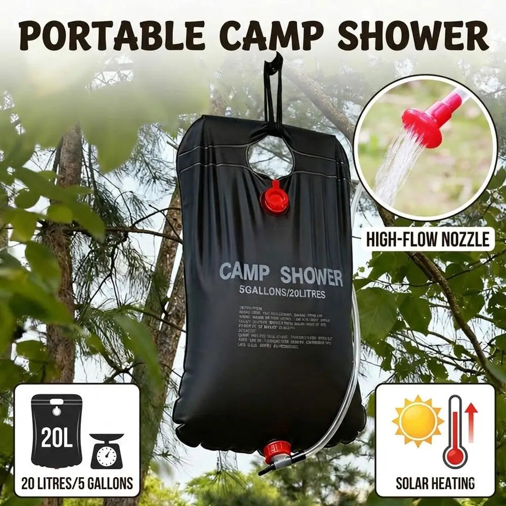 20L Solar Camping Shower Bag – Portable PVC & Shower Head