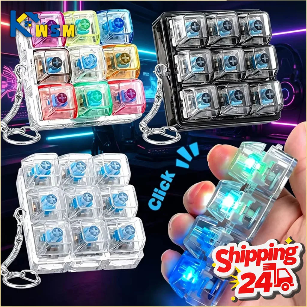 1-20PCS 9 Keys Mechanical Switch Tester Keychain Fidget Clicky Stress Relief for Keyboard Enthusiast Gamer Desk Decor Oasis Select