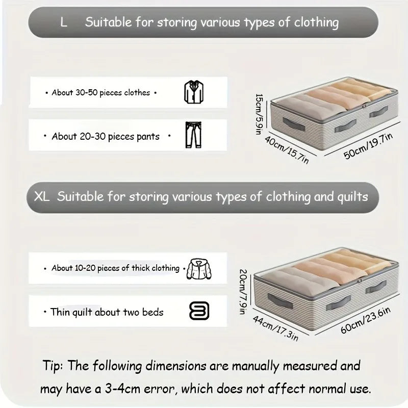 Large Capacity Clothes Storage Bag Heavy Duty Non-woven Organizer Box Clear Window for Comforters Blankets Bedding Under Bed Oasis Select