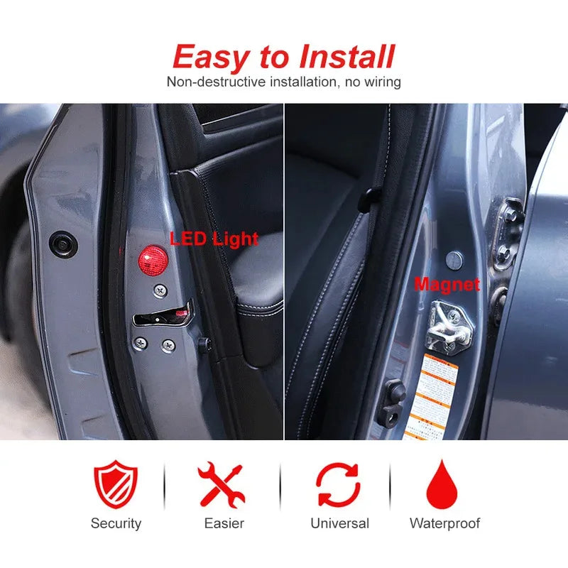 1/2/4pcs Universal LED Car Opening Door Safety Warning Anti-collision Lights Magnetic Sensor Strobe Flashing Alarm Lights Oasis Select