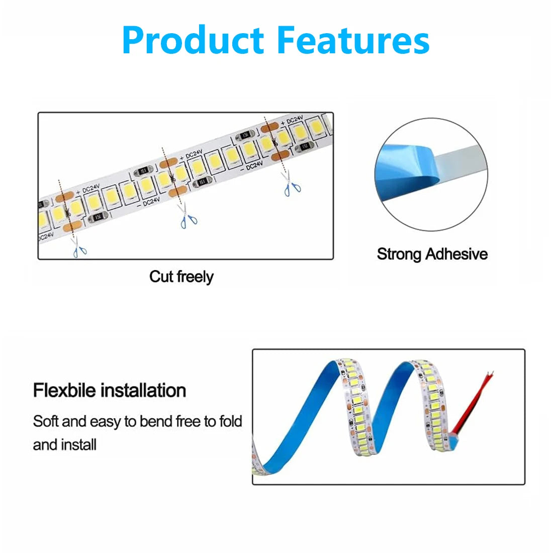 LED Room Light 12V 5V 24V LED Strip Light Ribbon LED 12V 24V 5V SMD 2835 LED Strip cabinet lighting Decor For Room Oasis Select