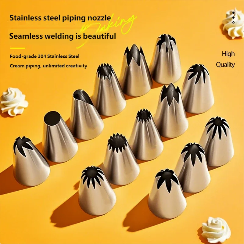 15-Piece Stainless Steel Piping Nozzles – Cake Decorating Tips Set Cake Decorating Tips Oasis Select