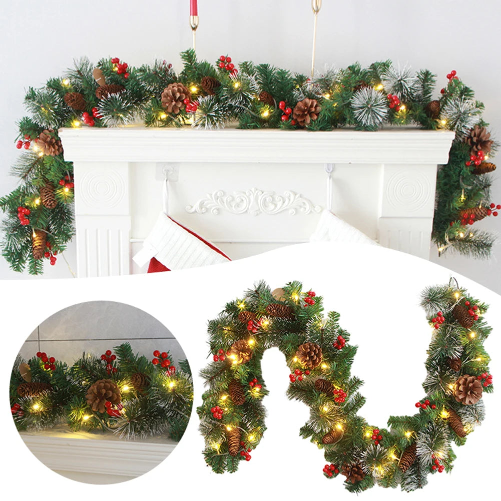 Christmas Red Berry Garland 180cm/270cm | Festive Rattan Decor