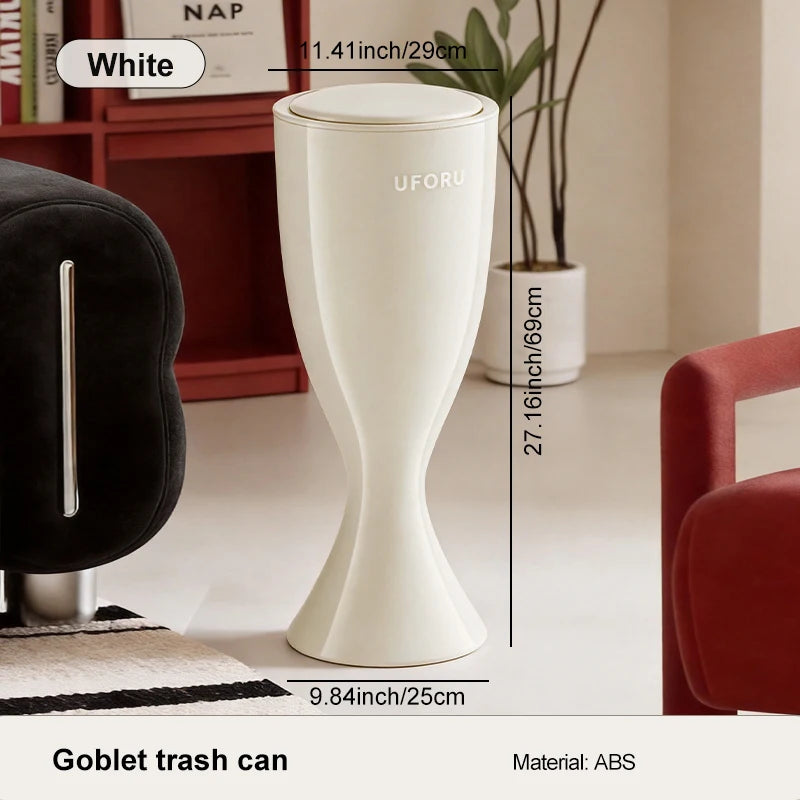 Tall trash can. No-bend design. A large-capacity household trash can with a stylish look that complements your home decor. Oasis Select WHITE