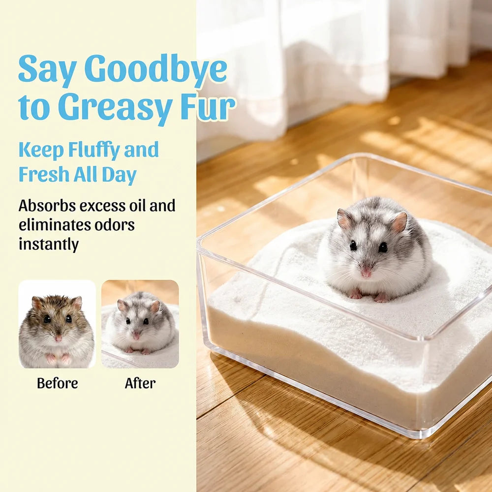 Hamster Bath Dust Sand Deodorizing Urine Sand for Chinchilla Gerbil Small Pet ToiletOdor Control Bedding Soft Safe Natural Oasis Select