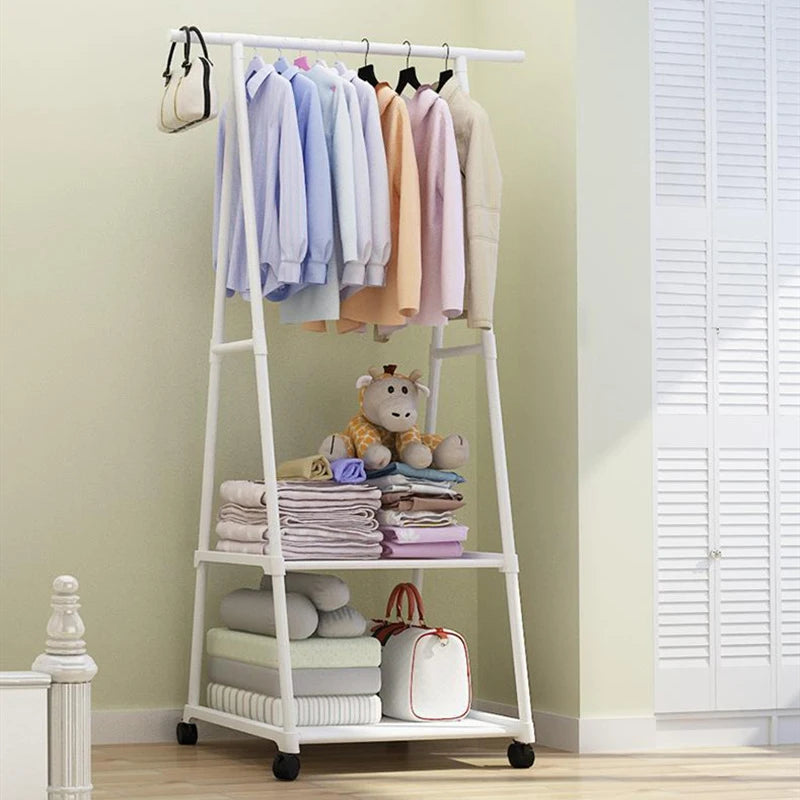 Floor Standing Clothes Rack | Foldable Double Pole Hanger