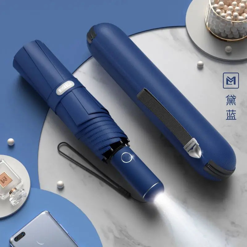 Upf50+ Automatic Sun Umbrella UV Protection Compact Portable Folding Rain and Sun Umbrella Oasis Select Dark blue 1