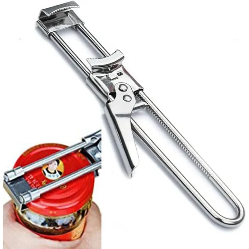 Adjustable Multi-Function Bottle Opener Stainless Steel Lids Off Jar Opener Labor-Saving Screw Can Opener For Kitchen Tools Oasis Select