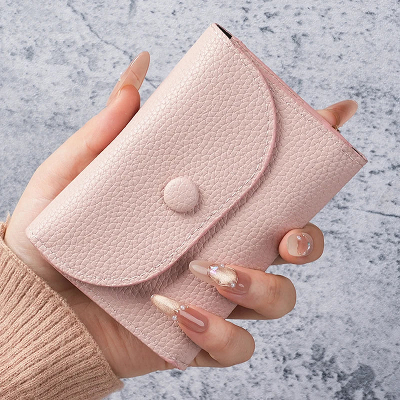 Women Wallets PU Leather Female Purse Mini Hasp Solid Multi-Cards Holder Coin Short Wallets Slim Small Wallet Zipper Hasp Oasis Select Pink