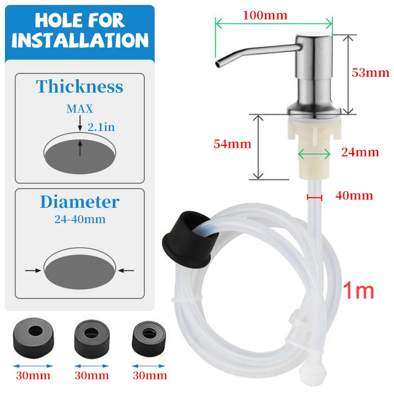 2PCS Stainless Steel Liquid Soap Dispenser Pump Kitchen Sink Hand Pressure Liquid Dispenser Kitchen Hardware Accessories Oasis Select
