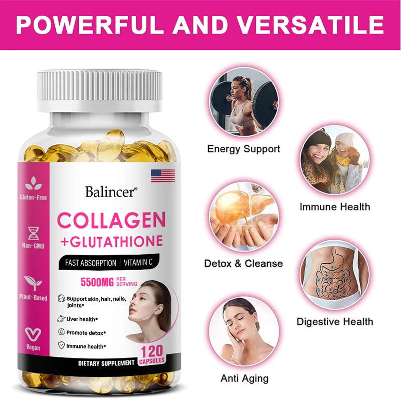 Glutathione Collagen Supplement – Non-GMO Antioxidant Capsules