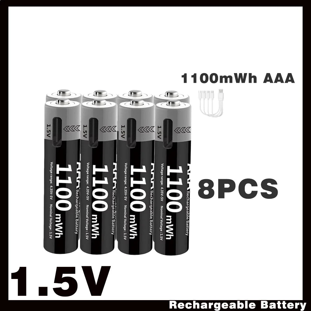 Li-ion AAA and AA Rechargeable Batteries USB Lithium-ion 3400mWh 1.5V AA Rechargeable Batteries+1100mWh 1.5V AAA Battery Oasis Select USB AAA 1100mWh 8PC