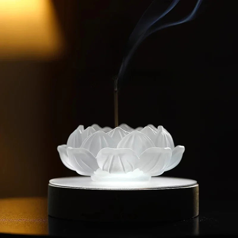 Household Glass Incense Burner for Indoor Lotus Thread Incense Pedestal Decoration Aromatherapy Stove Incense Tray Oasis Select