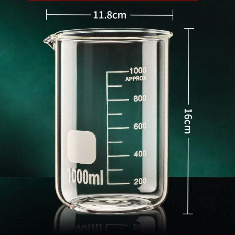 Glass Measuring Cup High Borosilicate Clear Scale Cup Heat-resisting Laboratory Beaker Kitchen Baking 50/100/150/250/500/1000ml Oasis Select 1000ml 50-1000ml