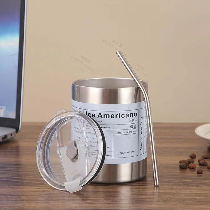 Stainless Steel Water Cup Travel Coffee Mug Reusable Double Wall Vacuum Insulated with Straw Perfect Hot Iced Drinks on The Go Oasis Select