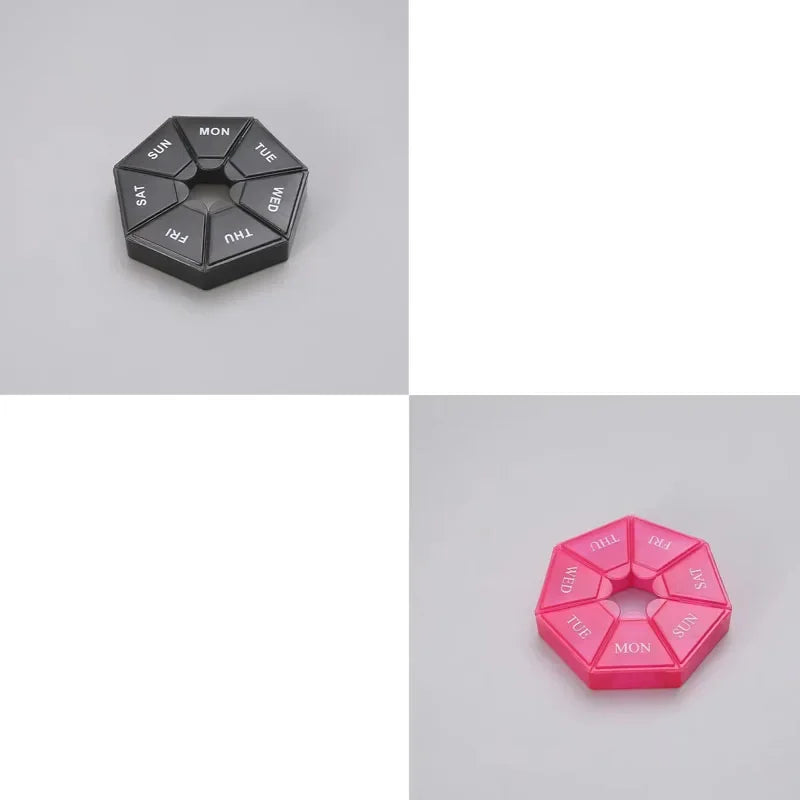 1/2/3Pcs A Week 7 Corners Pill Box Round 7 Boxes For One Week Small Pill Box Mini 7 Days Portable Points Medicine Jewelry Box Oasis Select 2pcs-mix 3
