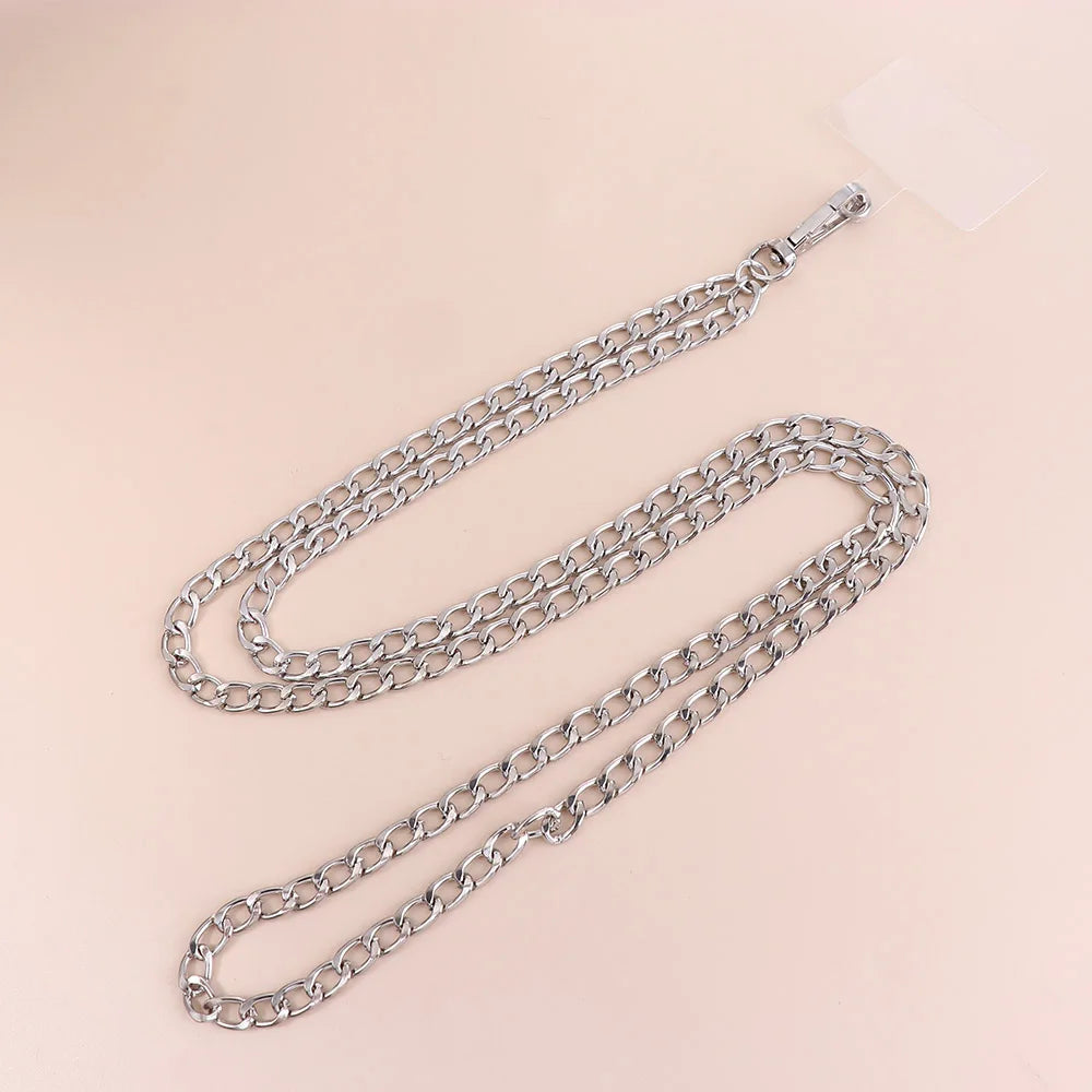 Long Phone Straps Anti-lost Lanyard Mobile Phone Accessories Crossbody Chain Metal for Women Phone Case Hanging Cord Oasis Select 8mm silver