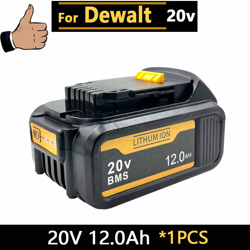 [Battery + Charger Set] 18-20V 6.0Ah/8.0Ah/12.0Ah Lithium Battery for DEWALT 20V MAX XR, DCB207 DCB205 DCB206, Oasis Select 1PCS 20V 12.0Ah