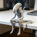 Sci-Fi Horror Alien Monster Sculpture 3D Printed Sitting Figurine Gothic Desktop Ornament Creative Collectible Decoration & Gift Oasis Select silver 9x9.2x7cm