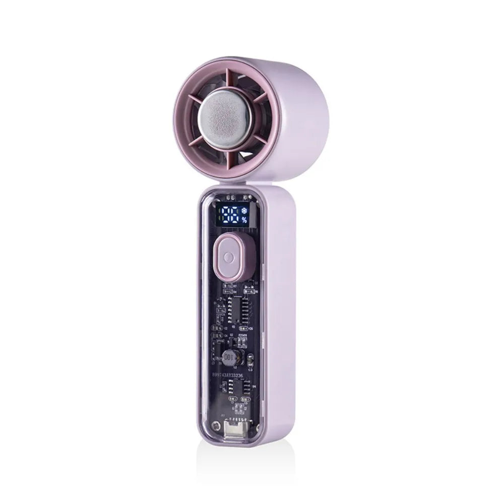 Digital Display Refrigeration Electric Fan High Wind Speed Quiet Operation Personal Cooling Fan Ice Cool Function Portable Oasis Select Purple Refrigeration