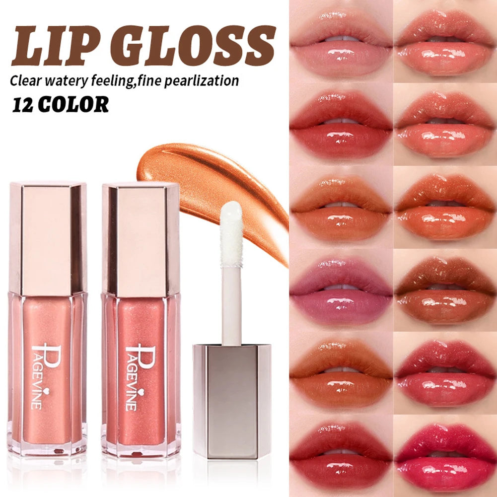 Shimmer Glitter Moisturizing Lip Gloss Multiple Pearly Shades Plump Full Pout Lip Liquid Lightweight Comfort Lip Makeup Oasis Select