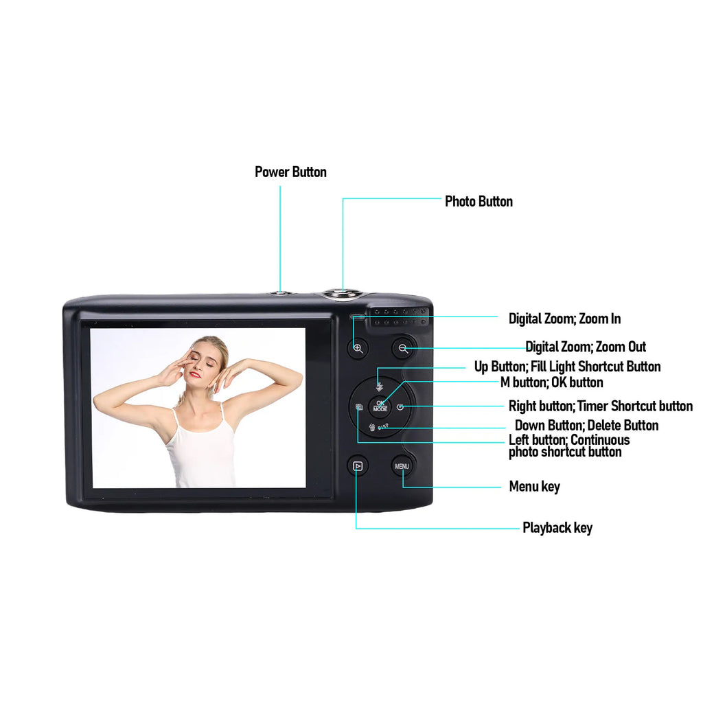 Vlog Travel Camera WiFi 5K Digital Camera AF Autofocus 1200mAh Battery 16X Zoom Portable 2.8 inch LCD Screen for Photography Oasis Select