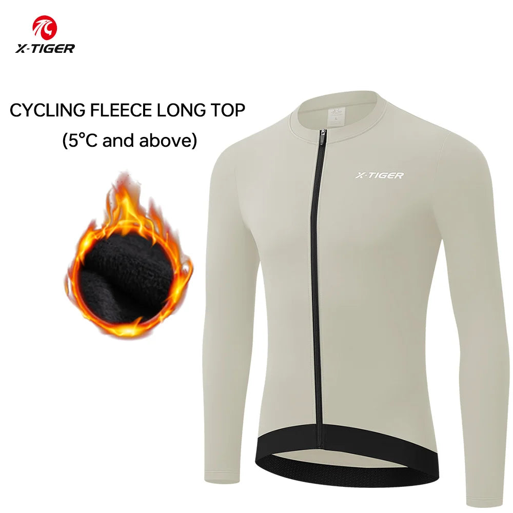 X-TIGER Winter Warm Men's Cycling Jersey Fleece Bicycle Warm Jacket Road MTB Clothes Multicolor Bicycle clothing Oasis Select XM-ZY-38003 XXL