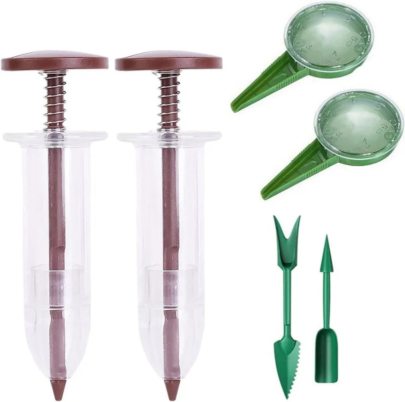 Manual Seed Sower Adjustable Seed Depth Hand Planter with Seed Spacing Control Seed for Vegetables Flowers Garden Tool Oasis Select Brown 6-piece set