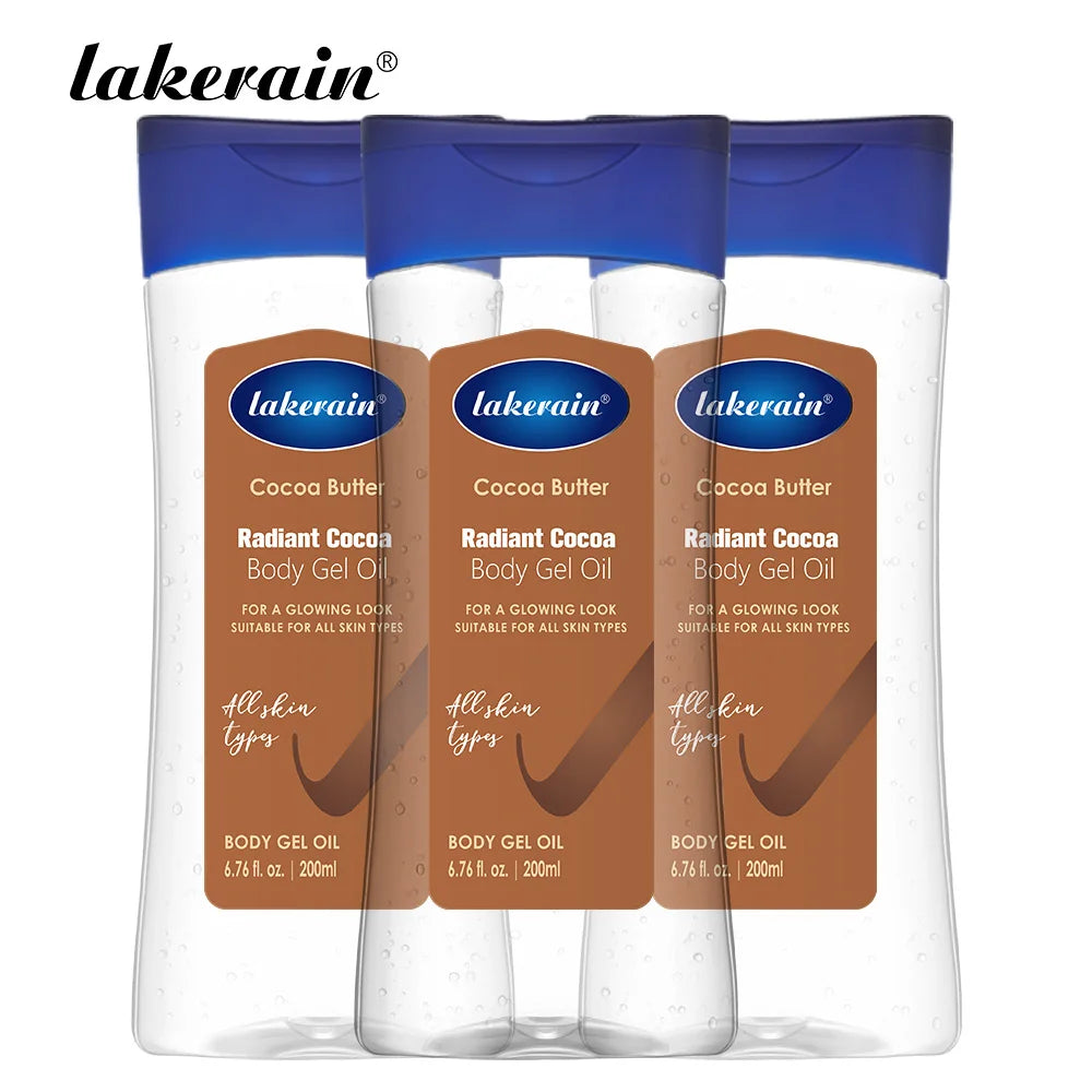 200ml Cocoa Body Oil Gel Moisturizing Hydration for Dry Skin Care Radiant Glowing Butter Treatment Nourishing Body Skin Care Oasis Select 3 pcs