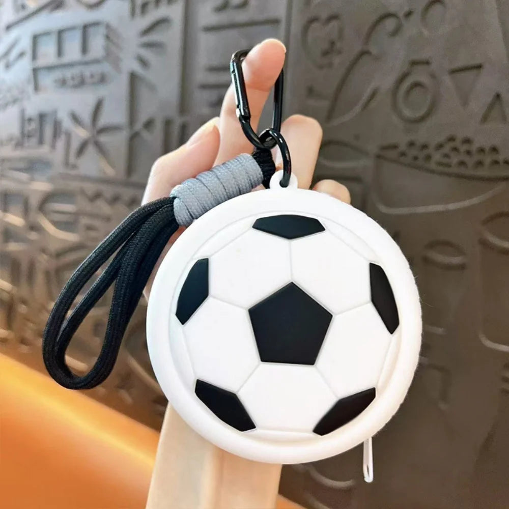 Creative Sports Style Silicone Coin Purse Wallet Basketball Football Shaped Storage Bag Headphone Box Schoolbag Pendant Keychain Oasis Select Football