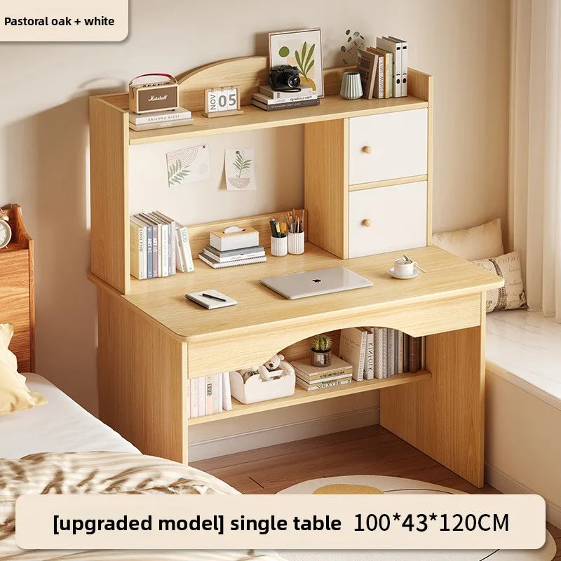 Home Desk Bookcase Integrated Simple Desktop Study Table Bedroom Dresser Locker Computer Desk Oasis Select M-Oak 100CM