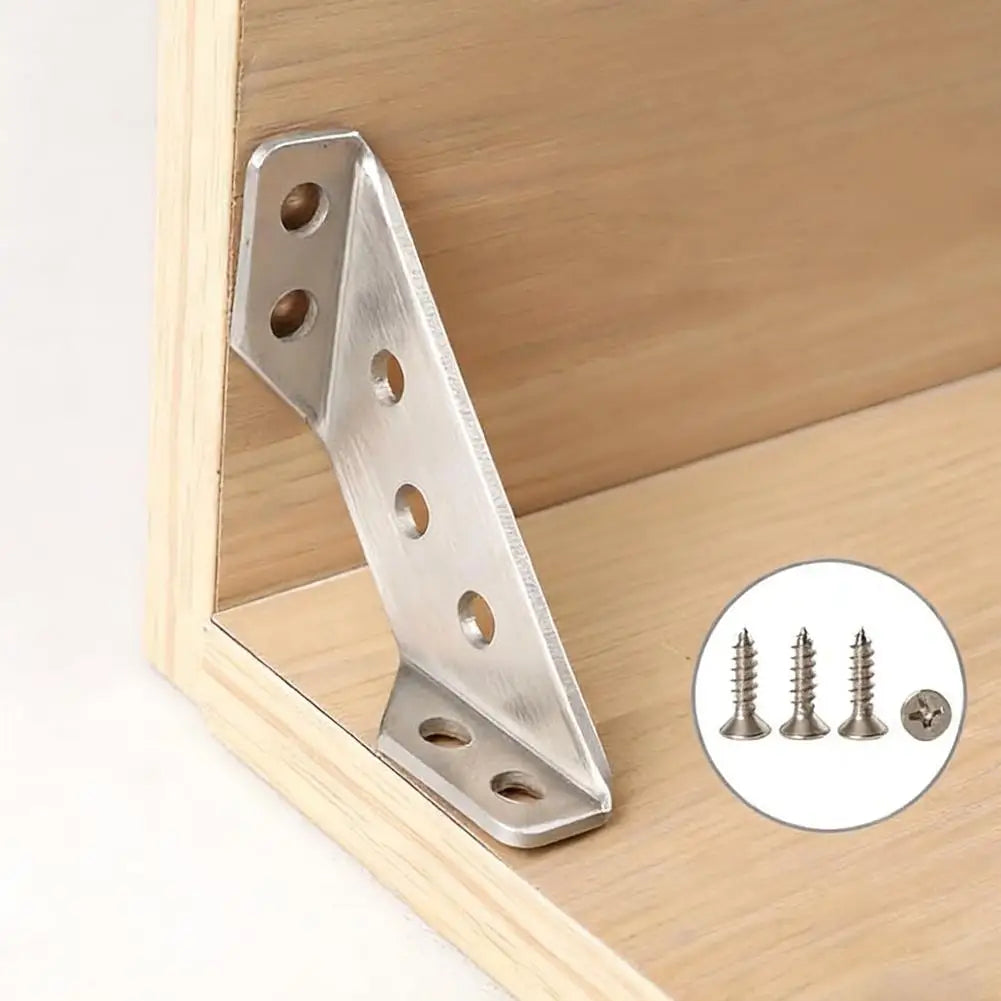 4/10/20pcs Stainless Steel Corner Brackets 90° Angle Three-sided Support Thickened Universal Furniture Fixed Bracket Connector Oasis Select